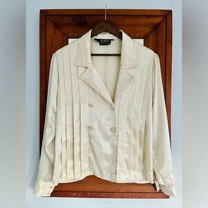 1980s Vintage Satin Beaded Power Blouse